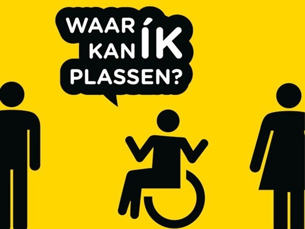 Illustratie persoon in rolstoel die een wc zoekt